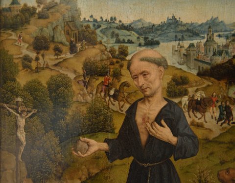 F2014___00274 Musées royaux des Beaux arts: Musée Oldmasters: détail de La Pénitence de Saint Jérome d'Albrecht Bouts, 1480