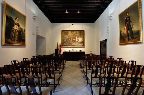F2012___18182 Seville, Alcazar Real, salon des amiraux (départ de Magellan et retour de Christophe Colomb)