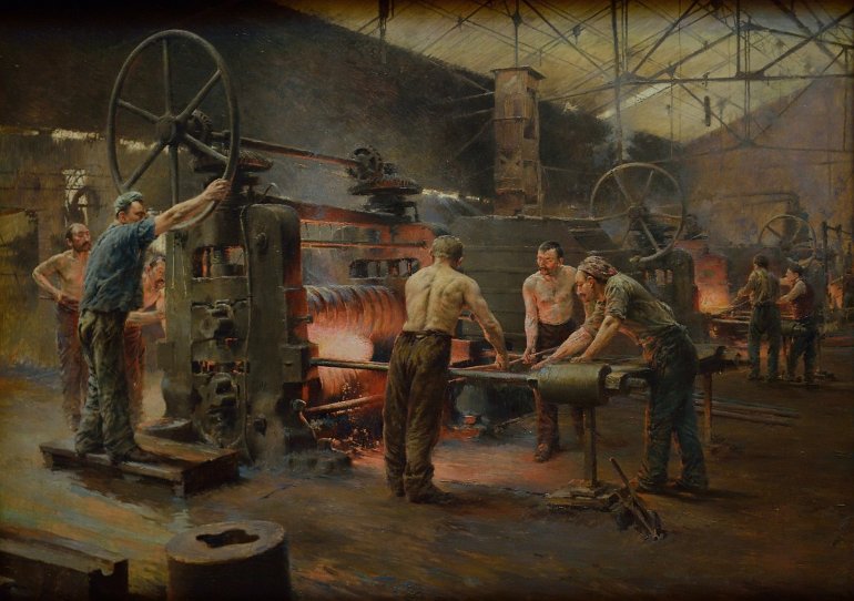 Musée des Confluences Exposition l'art et la machine, le laminoir, Joseph-Fortuné Layraud, 1901
