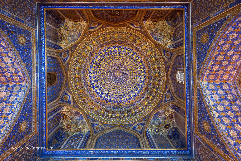 20230527__00761-186 Place du Reghistan, Médersa Tilia Kari, voute de la salle de prière