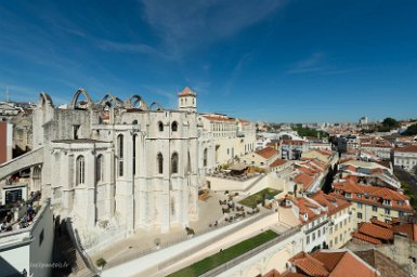 Lisbonne 2 mai 2017 Elevator San Justa, vue sur l'église du Couvent des Carmes, actuellement musée archéologique, dans l'état où l'a laissée le tremblement de terre de 1755