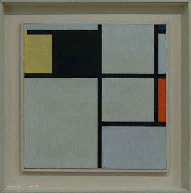 Lisbonne 1er mai 2017 Pietr Mondrian, tableau avec du jaune, noir, bleu, rouge et gris, 1923