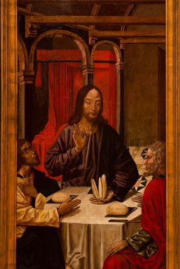 Lisbonne-musée national arte antica 6 mai 2017 Musée national d'art antique, Le Souper à Emmaüs, anonyme, 1475-1500 (d'après l'évangile selon St Luc, le Christ ressuscité se révèle à deux de ses disciples)