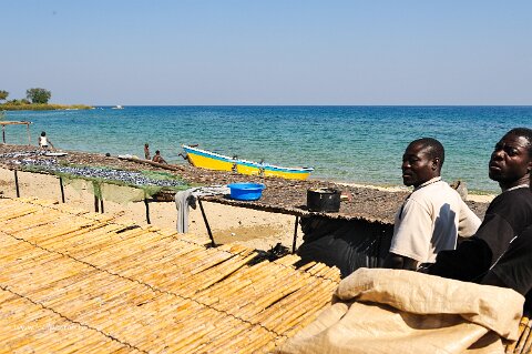 _652000-F2010___10930 Mozambique, Nkolongue, près de Metangula, séchage de poisson