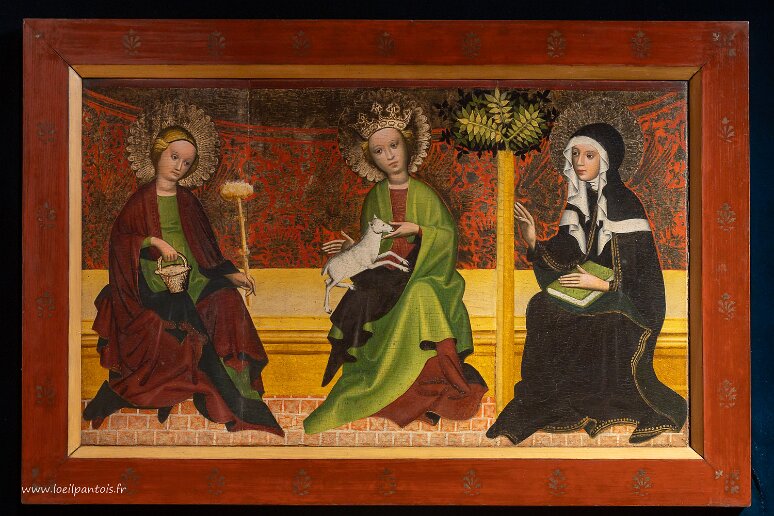 DSC_1899 Sainte Marthe, Sainte Agnes et Sainte Kinga (tableau de 1430-1440), cette dernière fille du roi Bela IV de Hongrie, mariée contre son gré à Boleslaw IV, dit le...