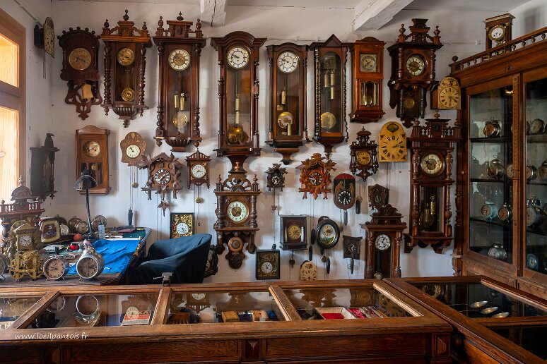 DSC_1584 Musée d'architecture populaire de Sanok, boutique d'horloger (1880)