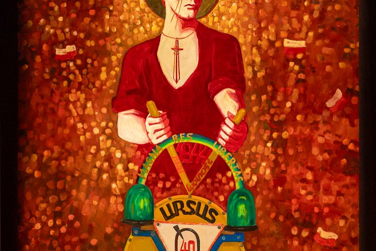 DSC_0791 Katowice, musée de la Silésie, Ursus, réalisme socialiste, 1984, Bronislaw Krawczuk (1935-1995). Ouvrier dans une chaufferie ferroviaire, il fut déplacé en 1957...