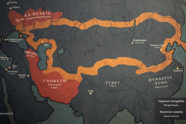 DSC_0170 Legnica pole, Les conquêtes mongoles en 1241. (Wroclaw, qui est proche de Legnica Pole,est tout en haut à gauche de la carte)