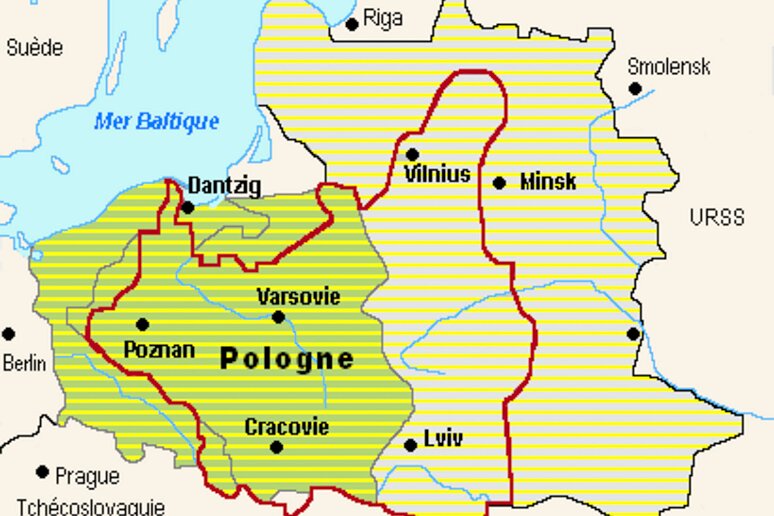 Carte 6 pologne-1792-1925-1945 Carte simplifiée de l'évolution de la Pologne entre 1772 et 1945 (note: entre 1795 et 1918, la Pologne avait totalement disparu sauf un bref sursaut à l'époque...