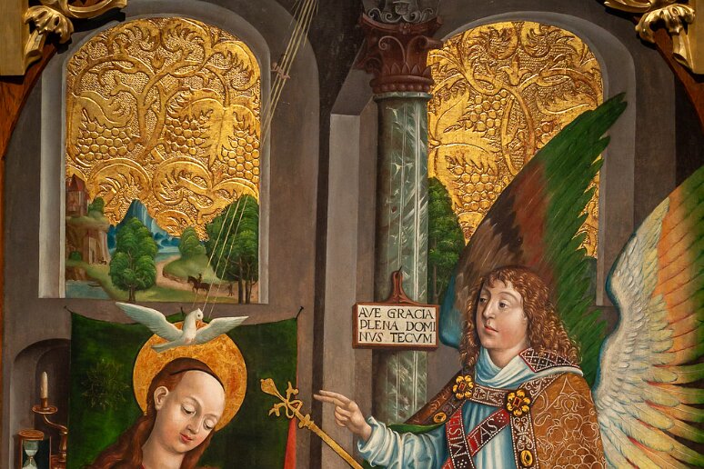 DSC_1050 Musée des princes Czartoryski, Annonciation, provenant d'un triptyque du chateau de Wawel, Maitre Jerzy (1er quart du XVIe s)