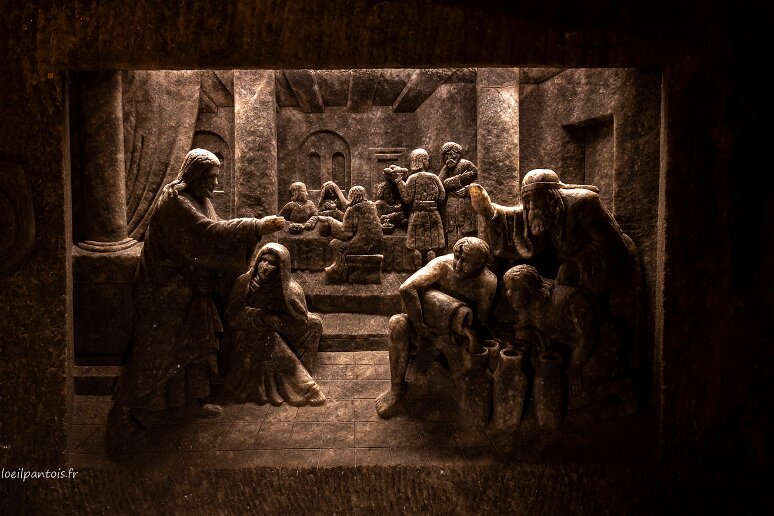 DSC_1412 Mine de sel de Wieliczka, chapelle de Ste Kinga (Cunégonde), le miracle de Cana