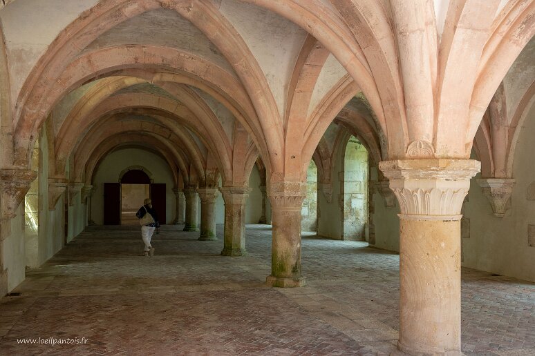 20210725__00152-44 Abbaye cistercienne de Fontenay: le scriptorium, salle reservée aux travaux intellectuels des moines, lecture, écriture et copie jusqu'à l'invention de...