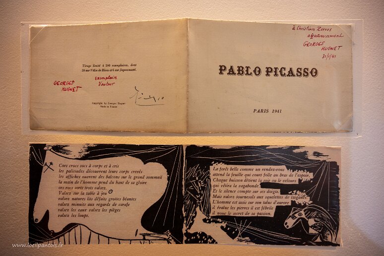 20210724__00159-19 Vézelay, musée Zervos: Pablo Picasso, 1941, Georges Hugnet. Illustrations de Pablo Picasso