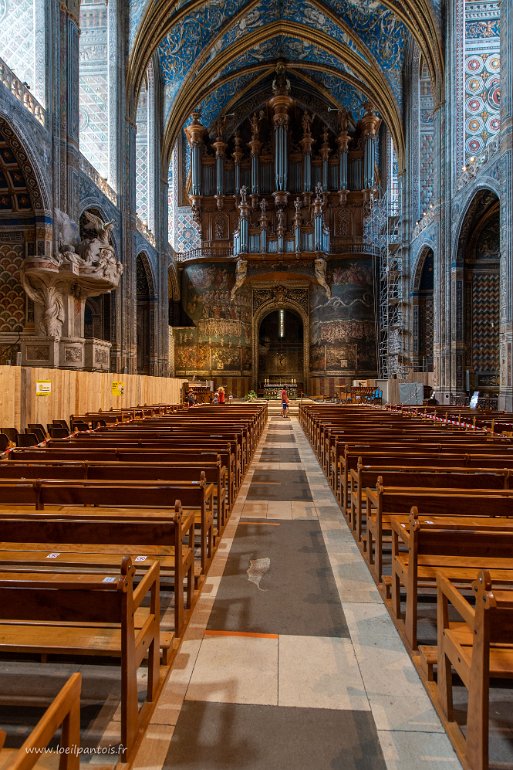 20200724__00267-47 Cathédrale Ste Cécile (1282-1383) : vue du maitre autel, du jugement dernier et du grand orgue (1734-1736), le plus grand orgue classique de France