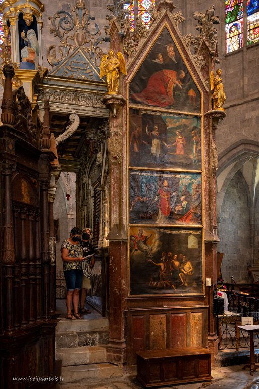 20200727__00267-7 Cathédrale Notre Dame : mausolée de St Bertrand, peintures du XVIIIe s montrant l'influence de l'évêque sur la moralité du peuple