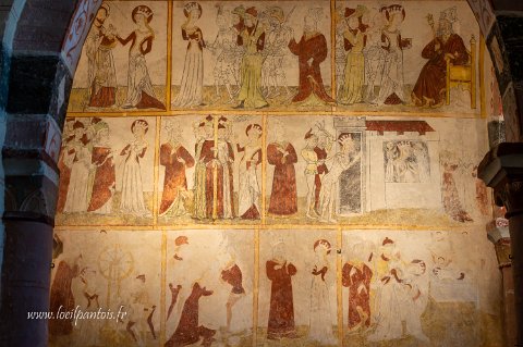 20221111__2674 Eglise Saint Martin de Jenzat (XI-XIIe s).Partie des Peintures commandées en 1430 par Catherine d'Hériçon. Panneau de la vie de Ste Catherine d'Alexandrie,...
